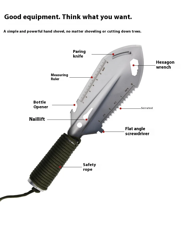 Portable Shovel Camping Hiking Traveling Picnic Multifunctional Survival Outdoor Garden Tool