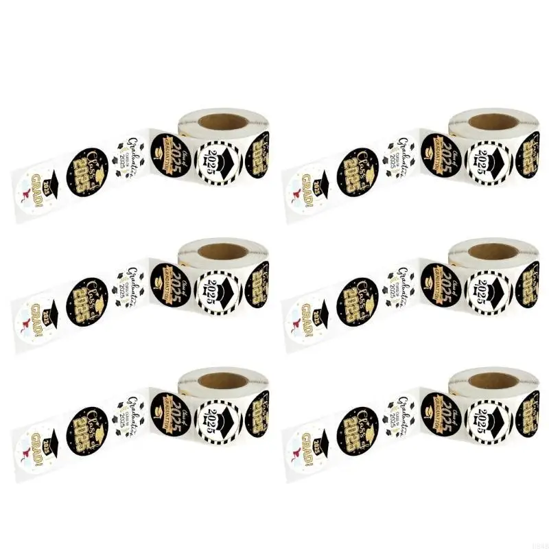 H8WB Pack Of 6 Round Graduations Sticker for Parties Adhesive Materials Clear Pattern Vibrant Color