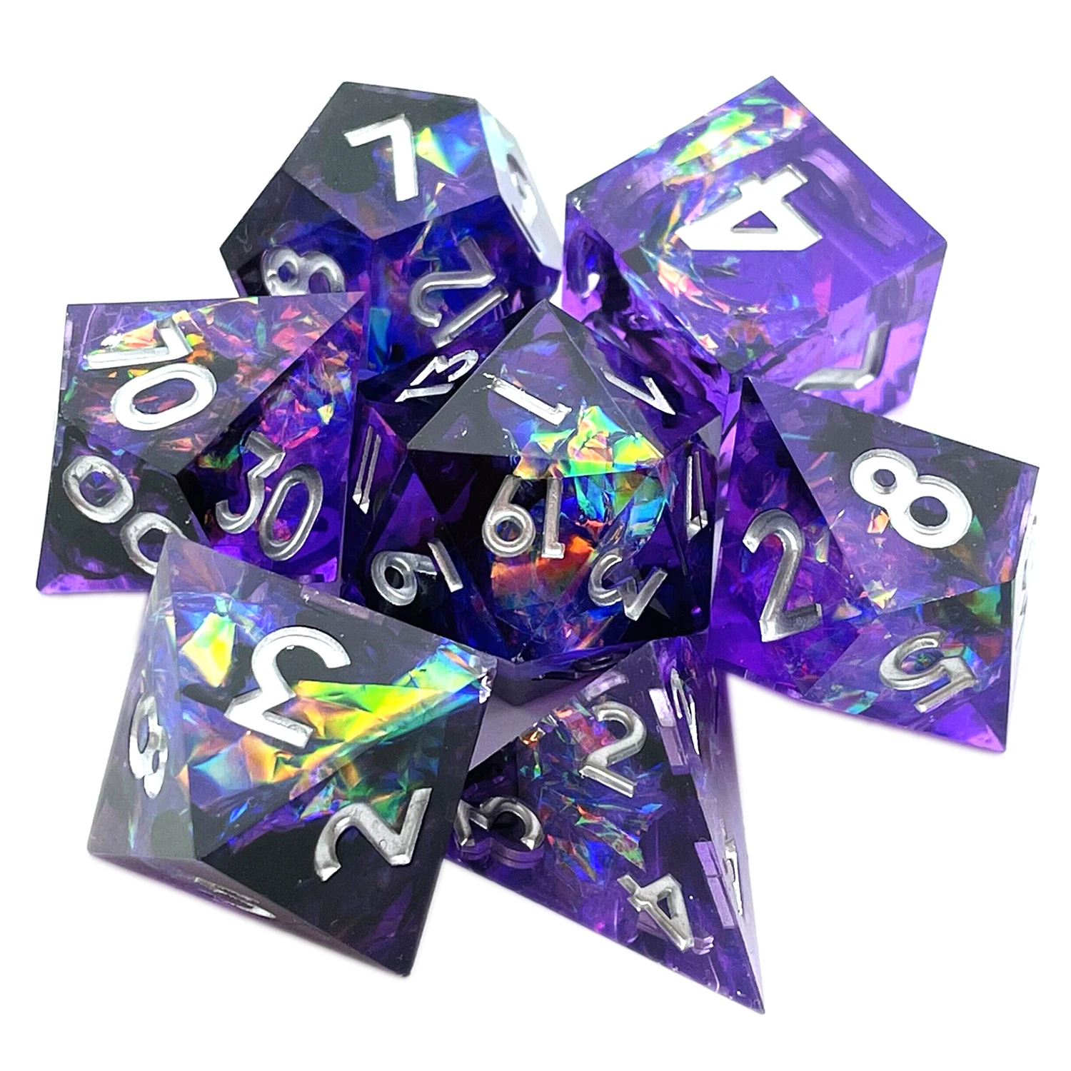 Resin Dice 7PCs Dnd Set Solid Polyhedral D&D Dice DND For Role Playing Rpg Rol Pathfinder Board Game Dragon Scale Gifts