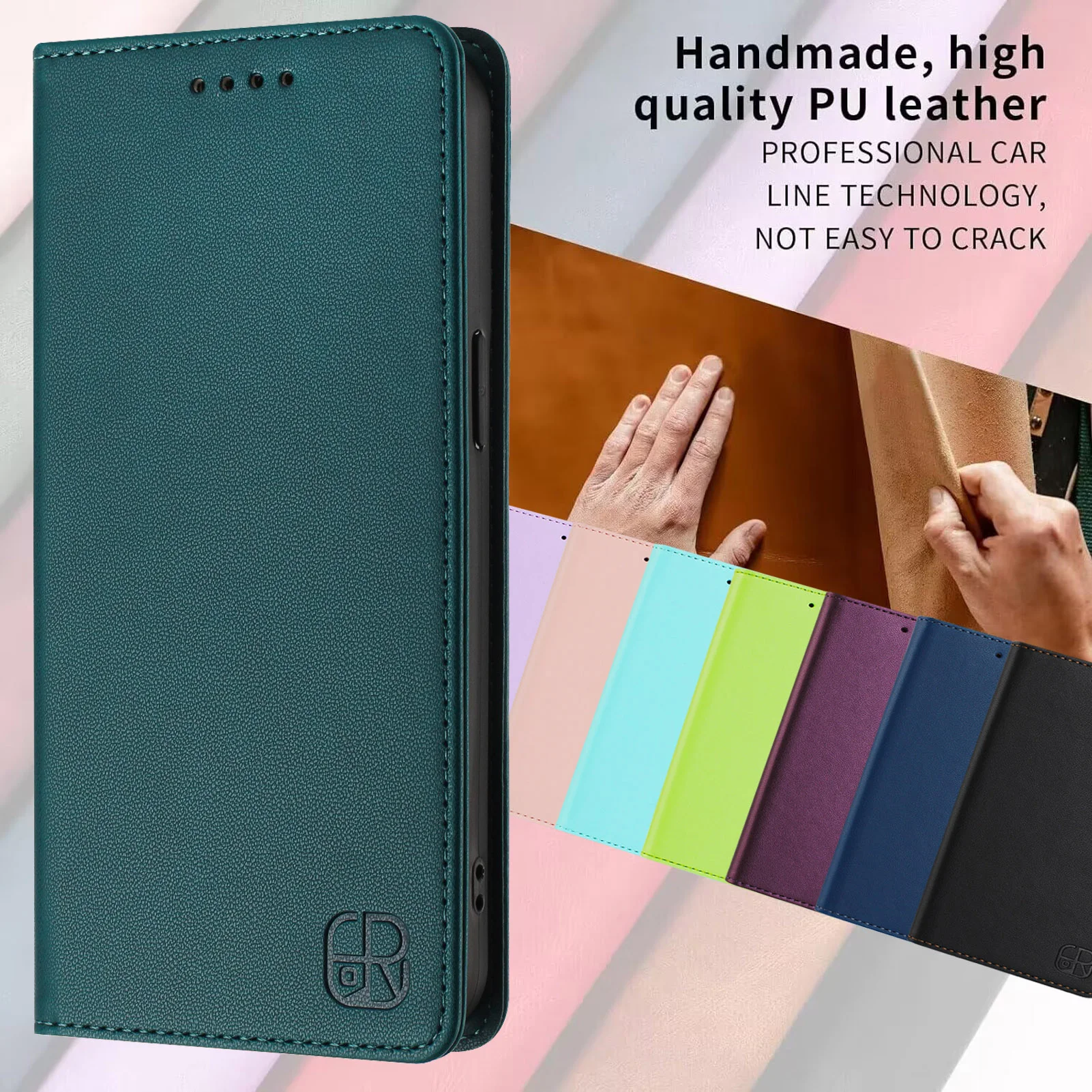 Magnetic RFID Blocking Leather Phone Case with Card Slots and Anti-Scratch Wallet Cover