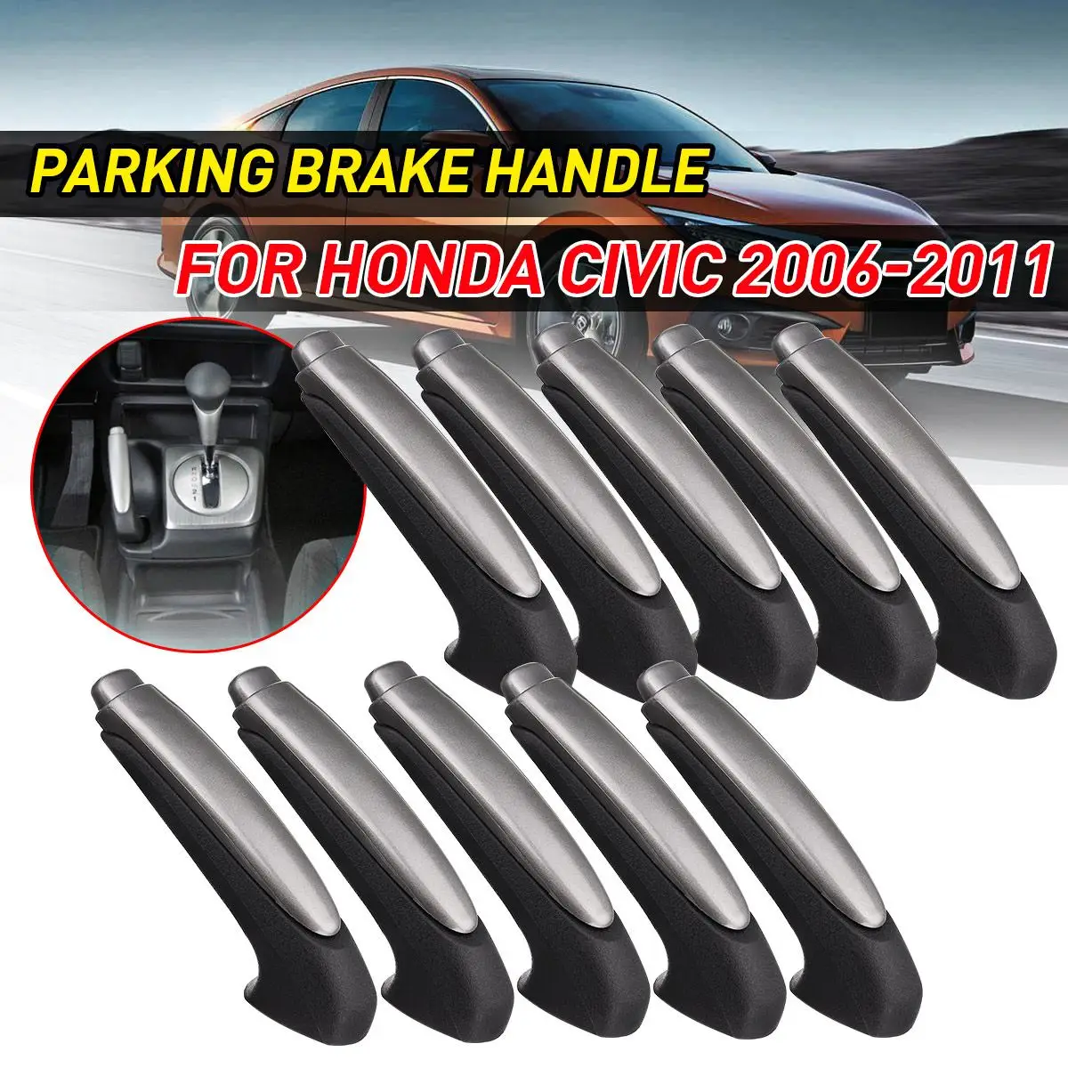 10pcs For Honda Civic 2006-2011 Handle Grip Covers Emergency Car Interior Parking Hand Brake Handle Lever Grip Sleeve Protector