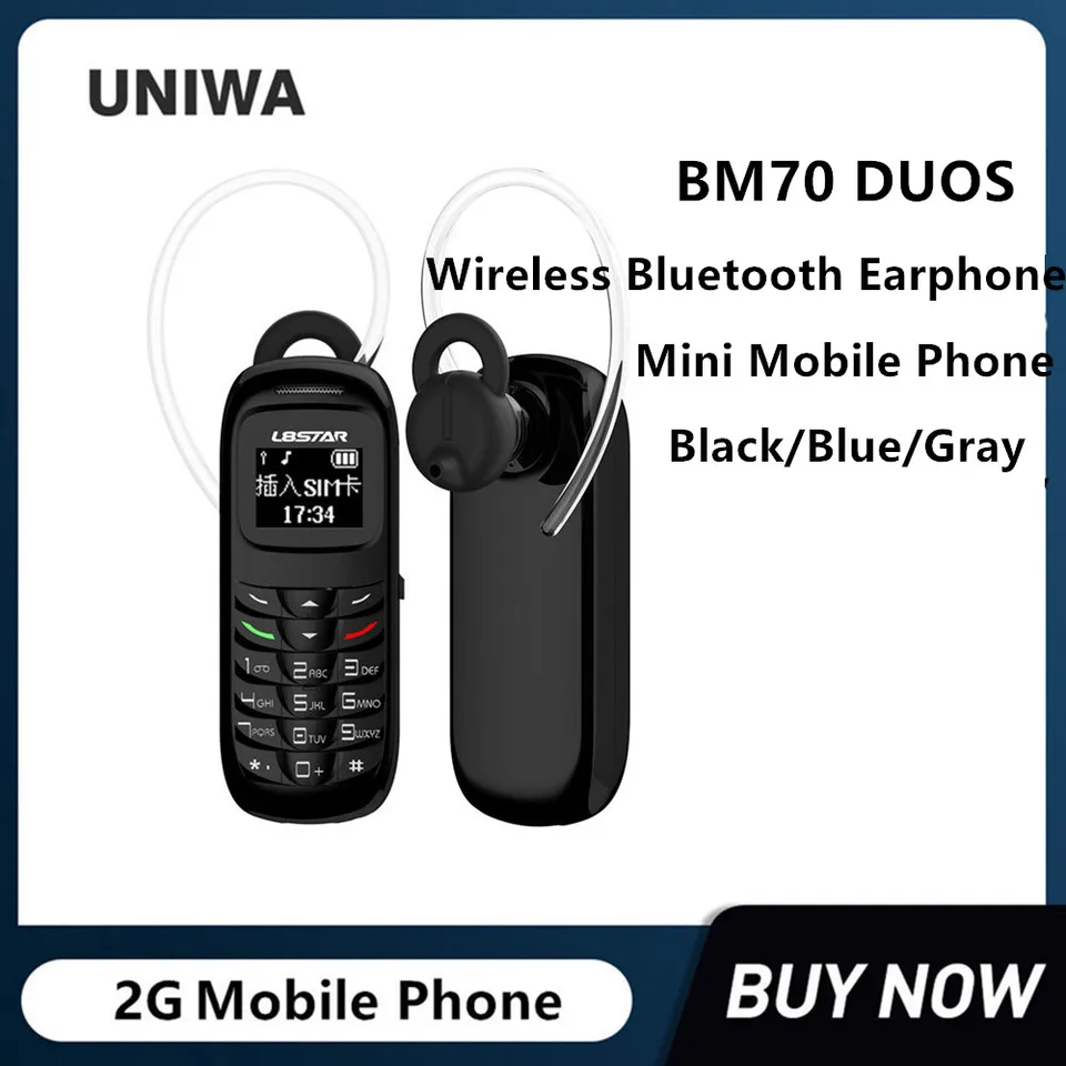 Hipipooo Mini téléphone Portable BM70, Mini composeur sans Fil, Casque  Bluetooth, noir