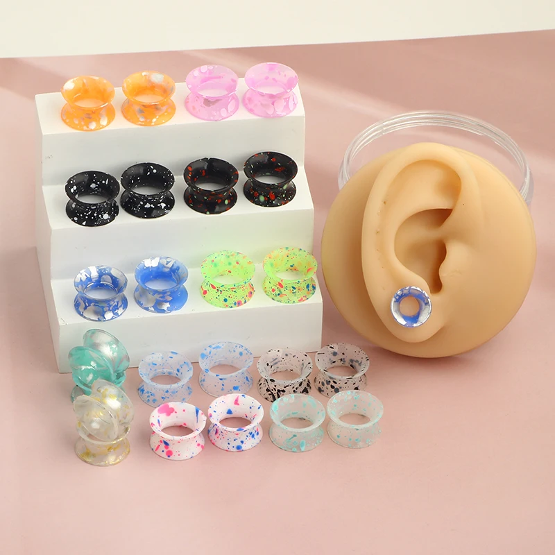 2pcs/lot 2023 New Hollow Silicone Flexible Double Flared Flesh Ear Tunnel Plugs Gauge Expander Stretchers Piercing Jewelry
