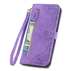 Leather Magnetic Zip Wallet Card Cover Phone Case for Samsung A15 (4G 5G) (Purple)
