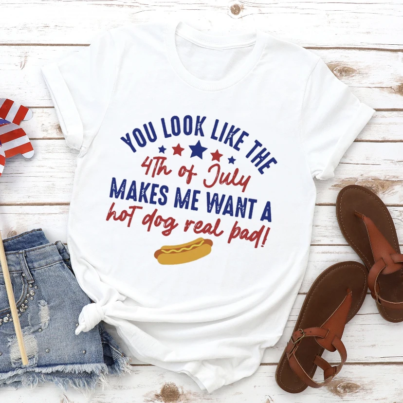 

Футболка с надписью «Hot Dog Freedom» с американским флагом Четвертого июля