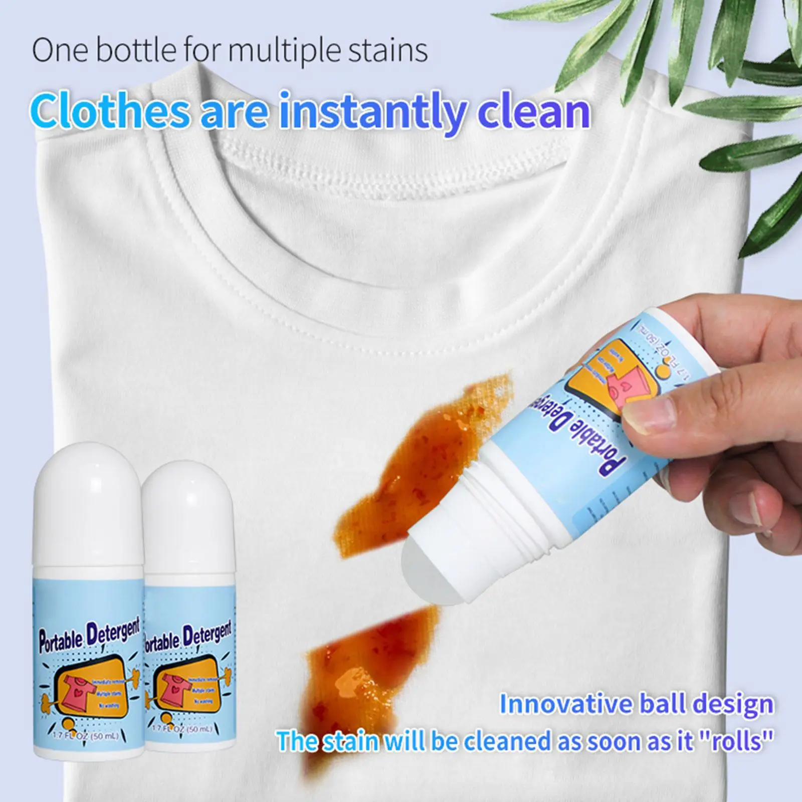 50ml Clothing Stain Removers Decontamination Ball Cleaner Magic Detergent Rolling Bead No-wash Oil Stain Coffee Removers