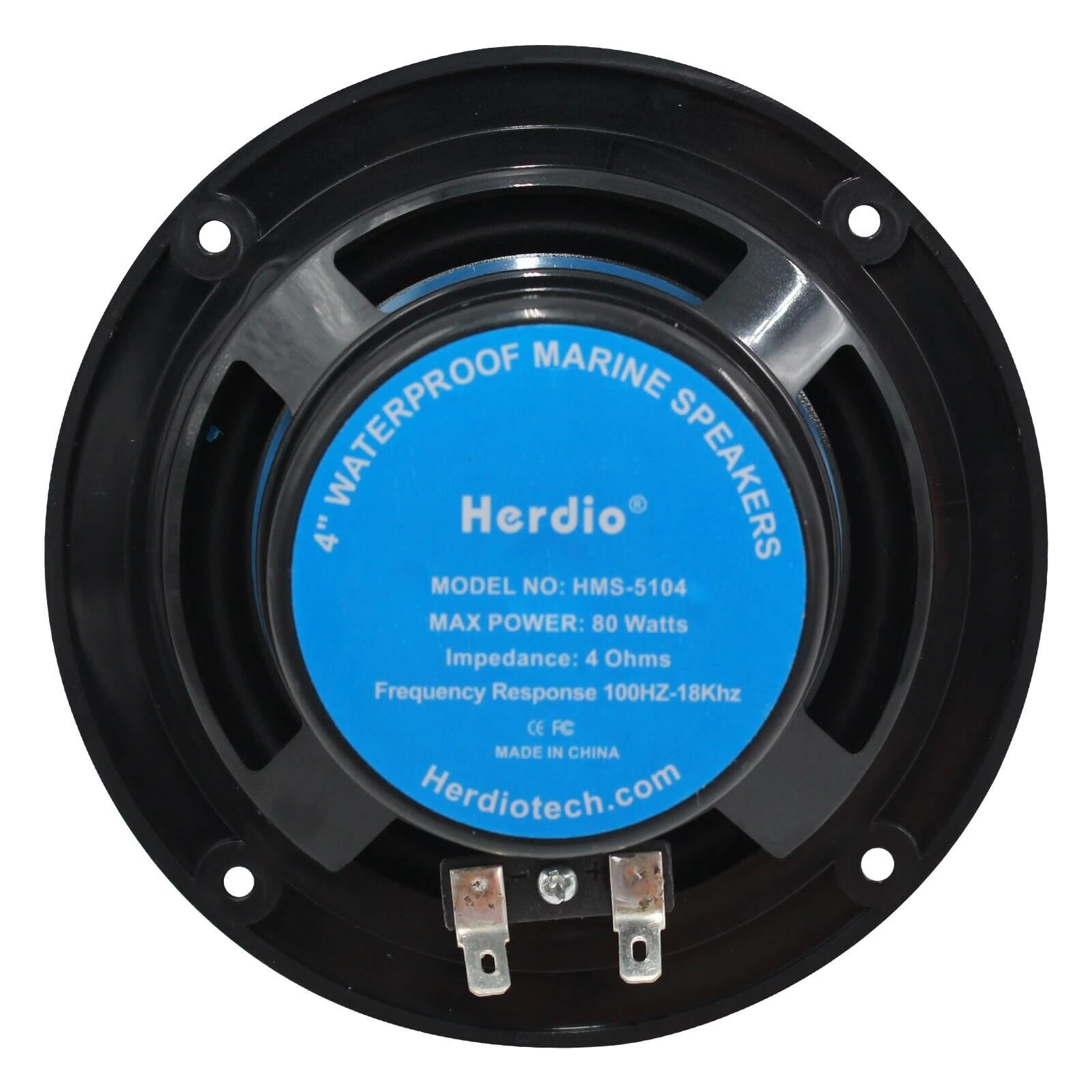 Herdio 4인치 천장 스피커 160W 방수 서라운드 사운드(주방, 욕실, 요트, 야외 극장, 가정용, 벽걸이형) 2개입