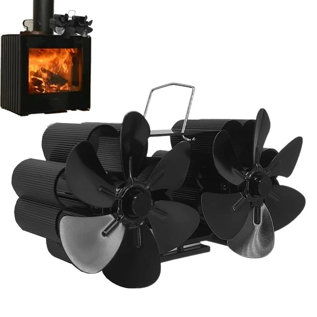 8 Blades Stove Fan, Twin Motor Double Heat Powered Fireplace Fan for Wood  Stove/Burner/Woodburning Stove Top Circulating Warm Air Saving Fuel