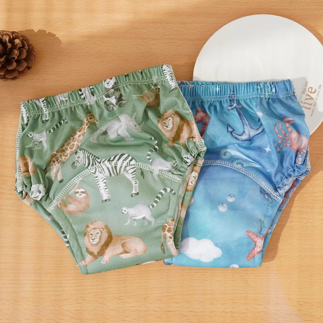 2pcs/set Baby Reusable Training Pants Waterproof And Eco-Friendly Animal  Print 100% Polyester Baby Cloth Diaper Nappies - AliExpress