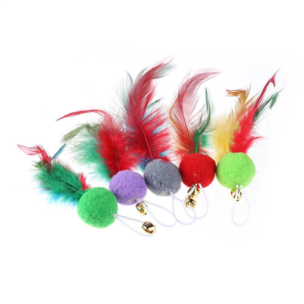 10PCS Replacement Cat Feather Teaser Toys with Bell – Interactive Wand Refills for Indoor Cats