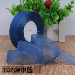 Organza Chiffon Ribbon for Decoration and Crafting - 50 Yards (In blue)