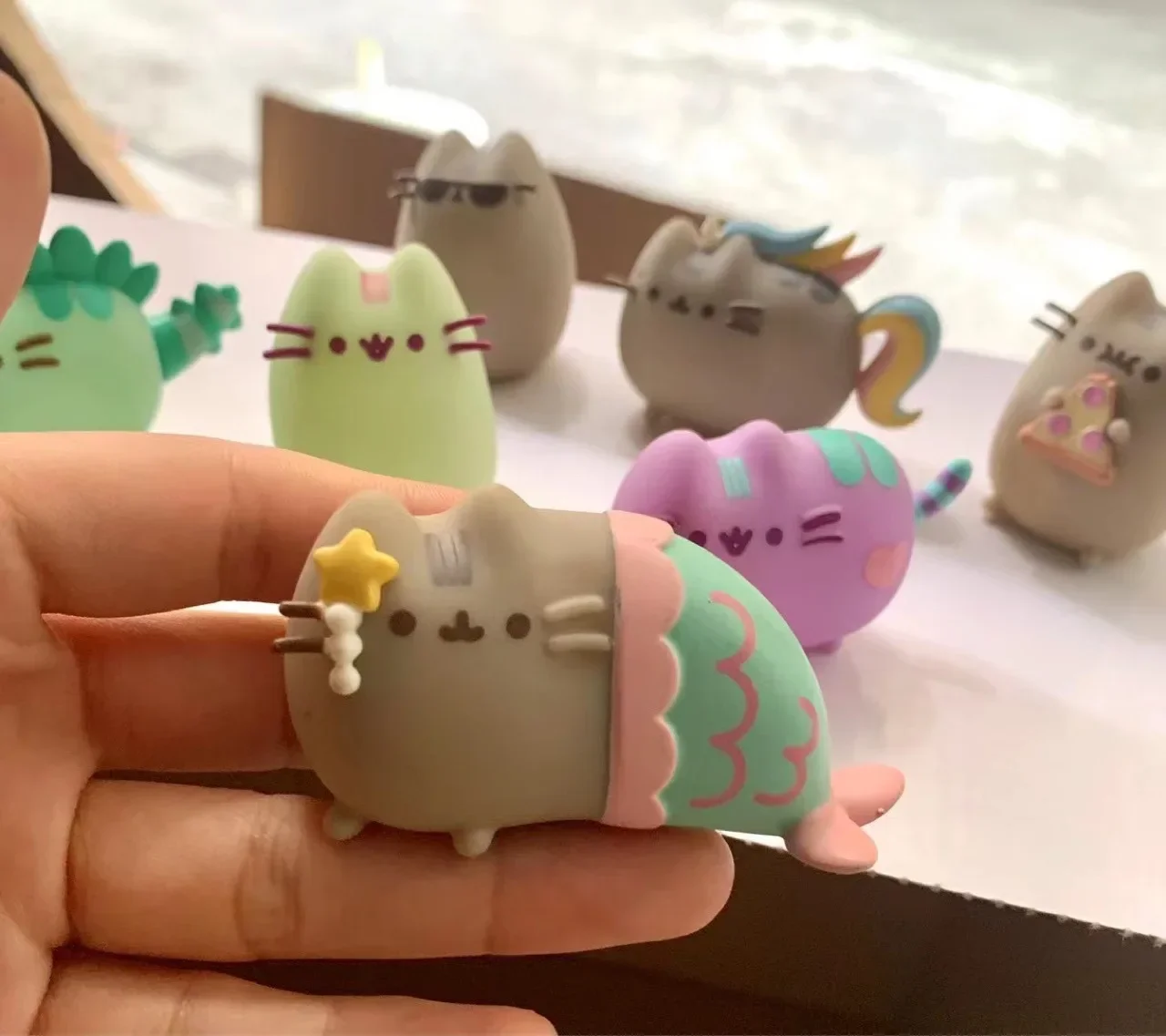 Cute pusheened the cat figure model toys doll ornament crafts miniature figurines miniature ornament anime figure toy cat toy ornaments cat figurine decoration sleeping cats doll cat figurines 1 pcs Houseware Decoration Crafts Birthday Gift For Kids