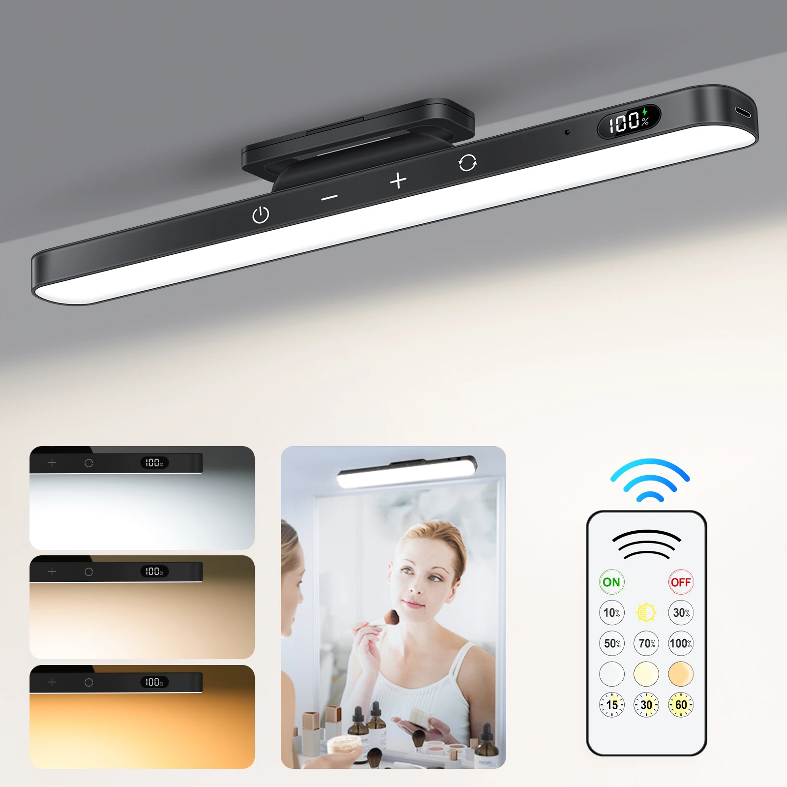 5W Dimmable Mirror Lights 3 Colors Adjustable Makeup Light with 120 LED 2500mAh Rechargeable Under Cabinet Led Lights mirror lights makeup mirror lights vanity light makeup lamp