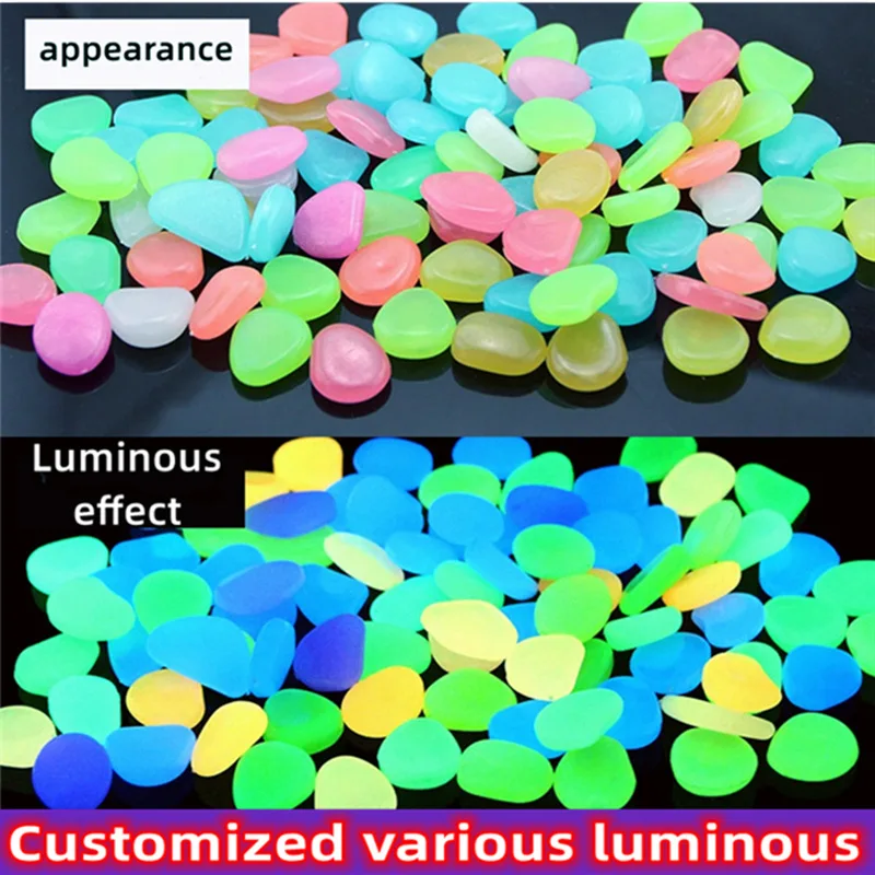 Description Picture 5 of item8*11mm Garden Decoration Pebbles Luminous Stone Glow In Dark Decorative Pebbles Outdoor Fish Tank Aquarium Decoration 50/200pcs