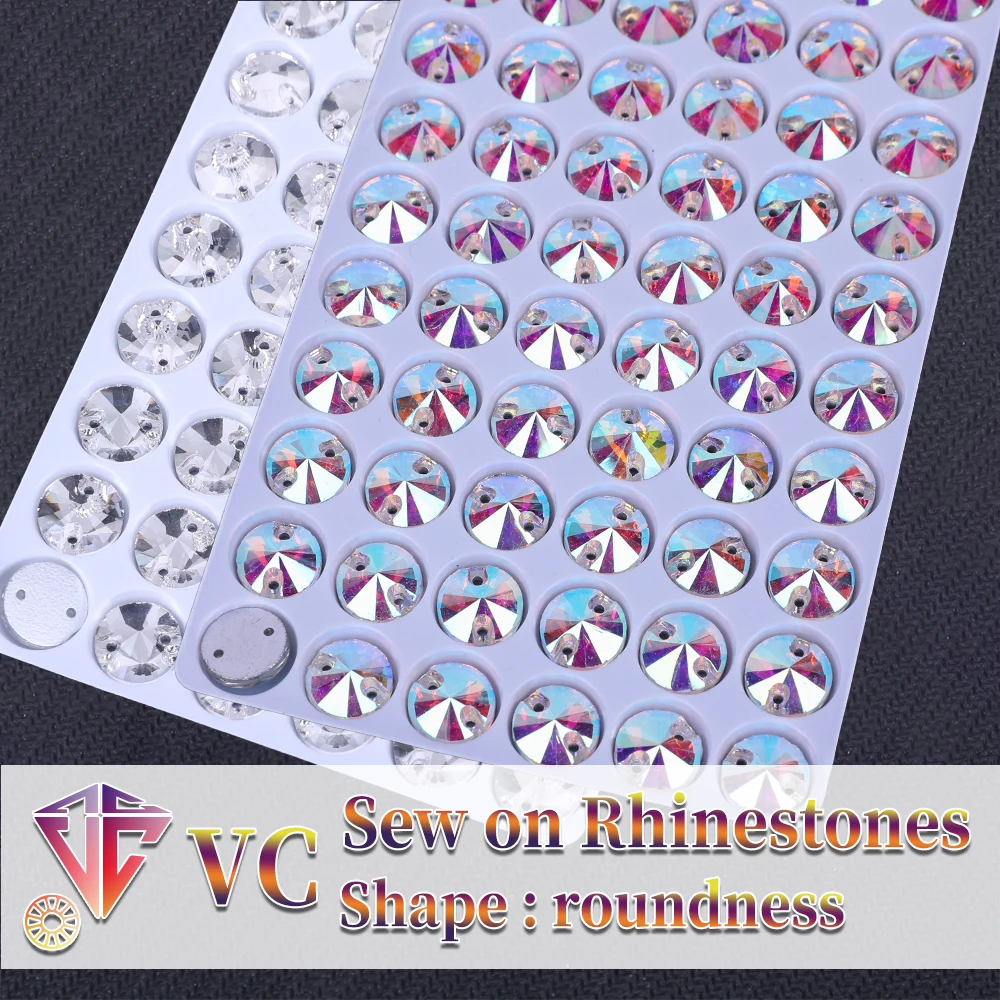 Vc nähen auf ab Strass Rundheit Form Flatback Glas kristalle für Kleidung Brautkleider alle für Dekoration DIY