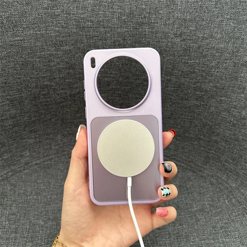 Luxury Matte Wireless Charging Magnetic Case with Camera Lens Protection and Shockproof Hard PC Cover