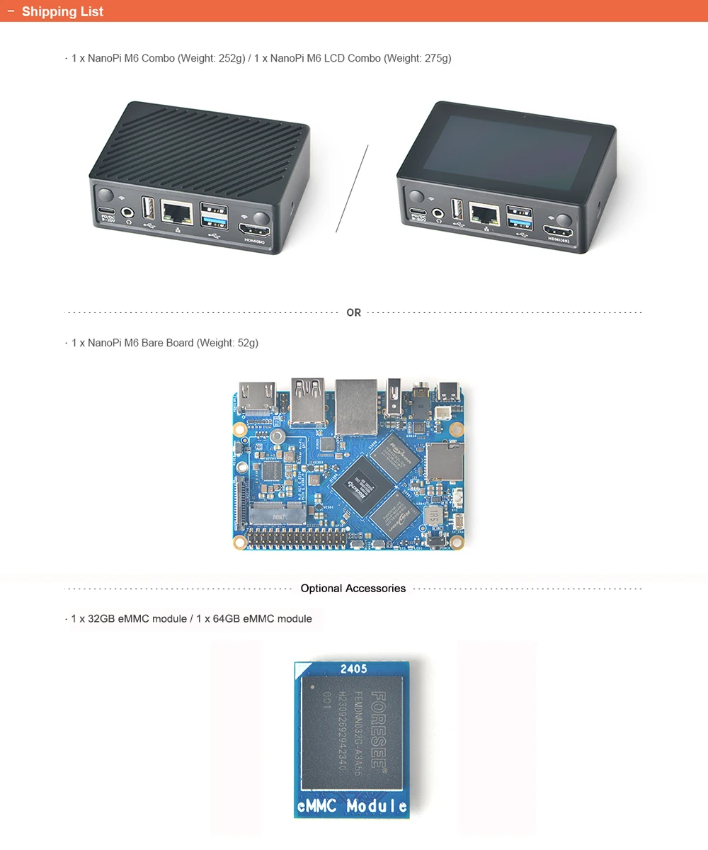 NanoPi M6 Development Board Open-Sourced 64bit  RK3588S Mini SBC LPDDR5 RAM Nati