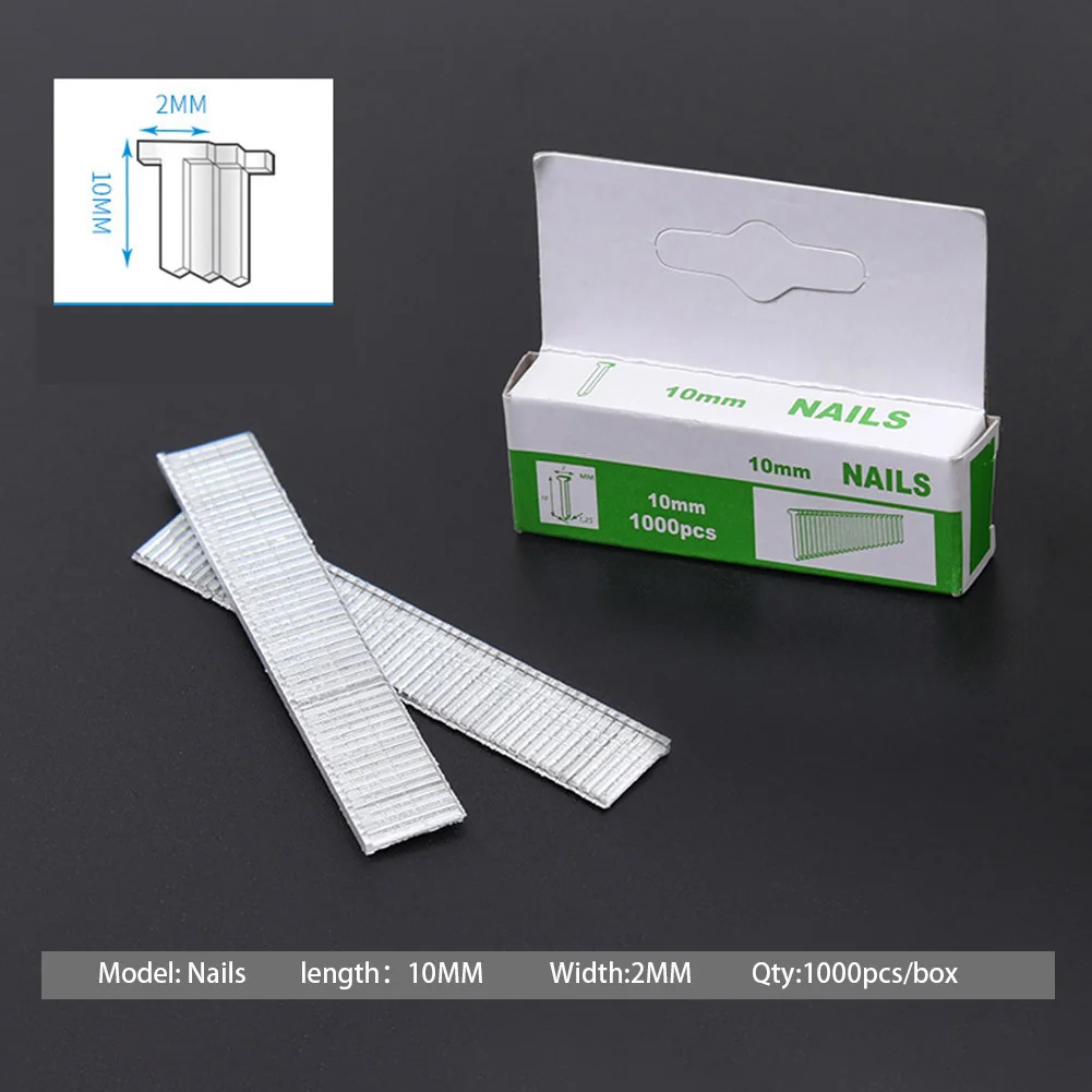 For DIY Home Gardening Staples and Brad Nails Assorted Sizes (8mm 10mm 12mm) 1000 pcs U shaped Square Steel Material