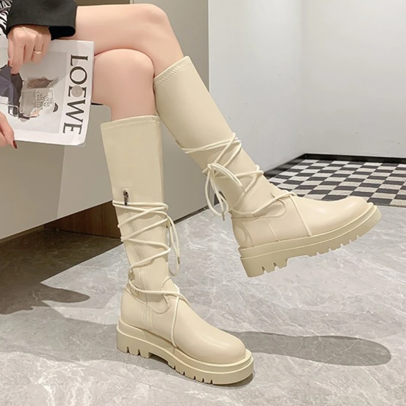 

Women Boots High Heels Round Toe Winter Footwear Shoes Luxury Designer Stiletto 2022 Fashion Over-the-Knee Lolita Rubber