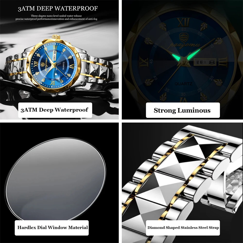 2025 New Luxury Men Watches Business Top Brand Man Wristwatch Waterproof Luminous Date Week Quartz Men's Watch High Quality+Box 4