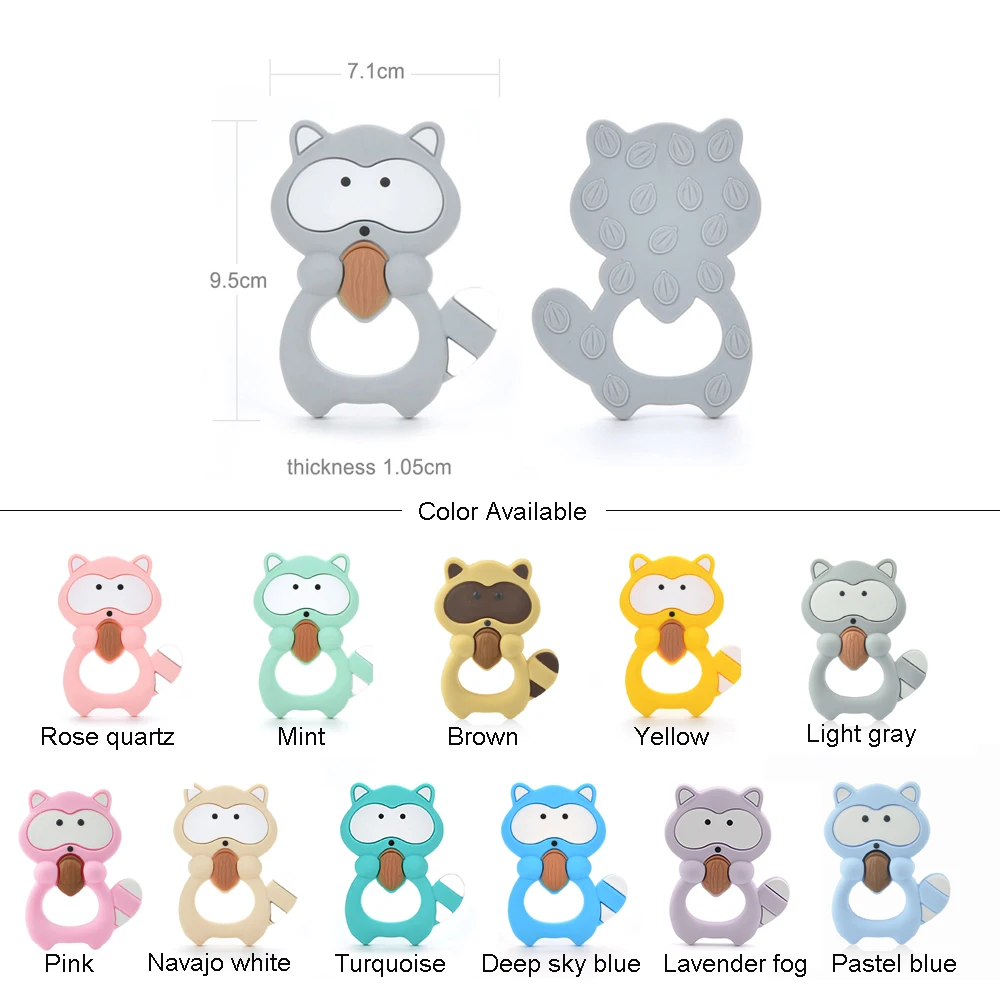 LOFCA 1PC Baby Teethers Cartoon Animal Baby Teething Toy Penguin Silicone Teether Unicorn Pendant Raccoon Necklace Accessories