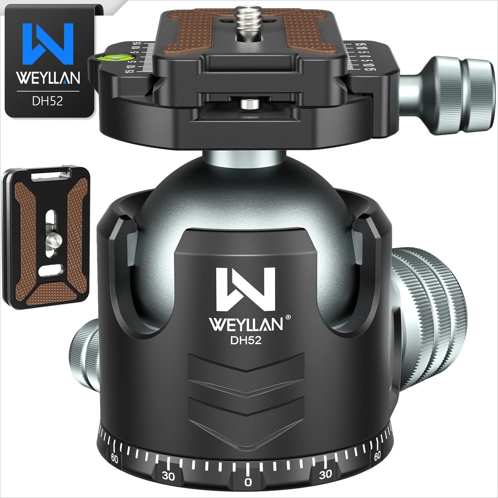 Video Tripod Head Ball Head Mount Camera Tripod Monopod for Arca Quick Release Plate Low Profile Ballhead Max Load 30kg 52mm tripod ball head