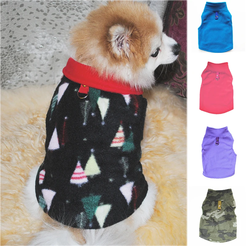

New Winter Outdoor Dog Clothes Fleece Dog Vest Jacket For Small Medium Dogs French Bulldog Puppy Dog Cat Clothing With Pull Ring