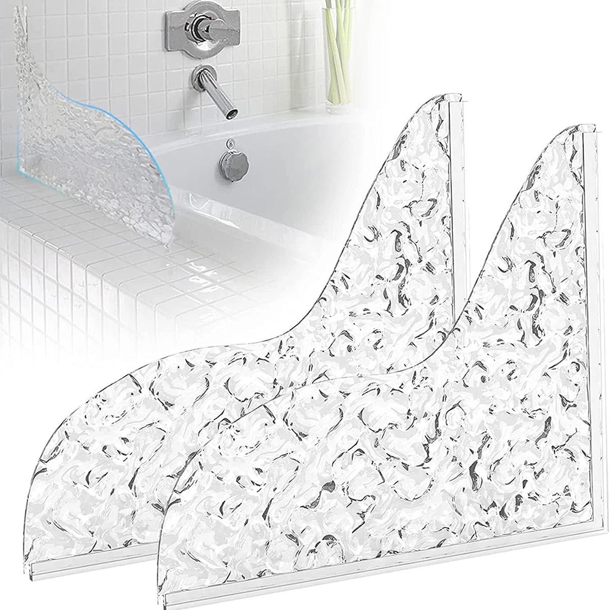 Guard Shower Guards Bathtub Water Corner Bath Tub Shield Screen Acrylic Splashing Bathroom Door Curtain Clear Barrier Sink 2pcs