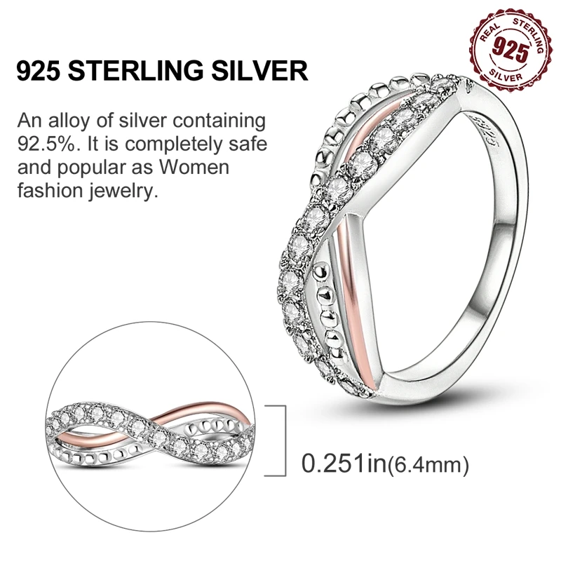925 Sterling Silver Infinite Eternal Symbol Series Closed Ring For Women Valentine's Birthday Gifts Wedding Jewelry Accessory 5