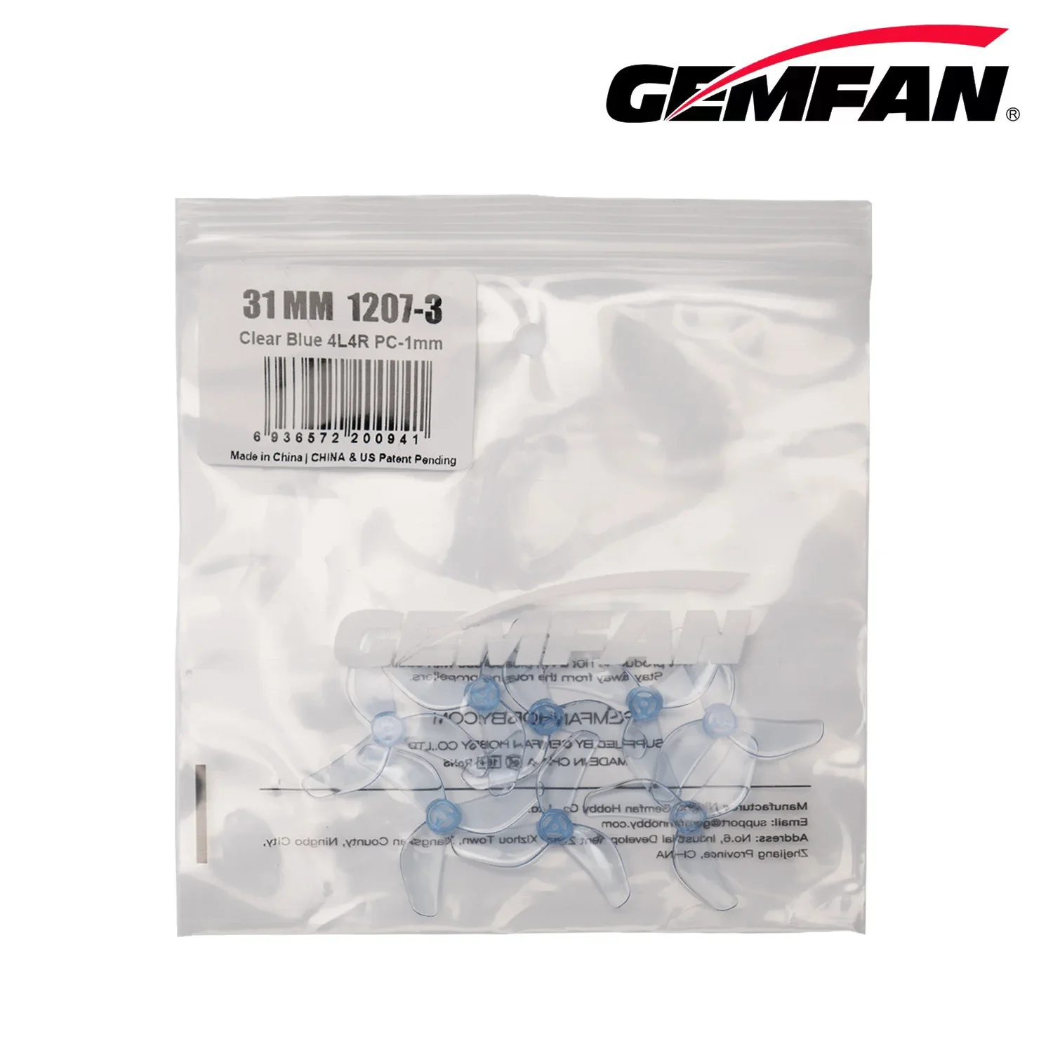 Gemfan 1207-3 Hélices 31mm Tiny Whoop - Lot de 4 Paires