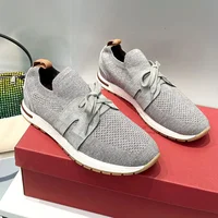 Loro*p23 Summer New Wool Sports Shoes Lace-up Knitted Breathable Casual Thick Bottom Couple Style Flats 1