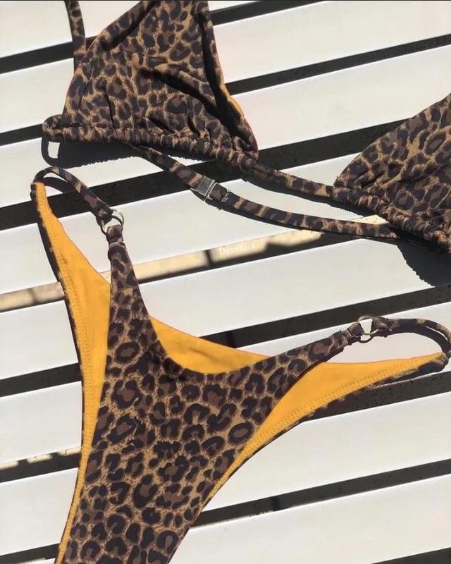 Sexy Leopard Bikini Suit Women Strap Push Up Swimsuit