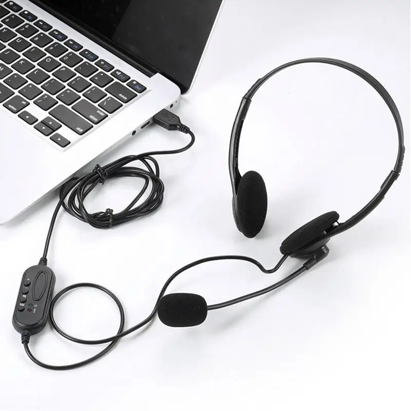 3.5mm Noise Cancelling Wired Headphones With Microphone Universal USB Headset With Microphone For PC /Laptop/Computer