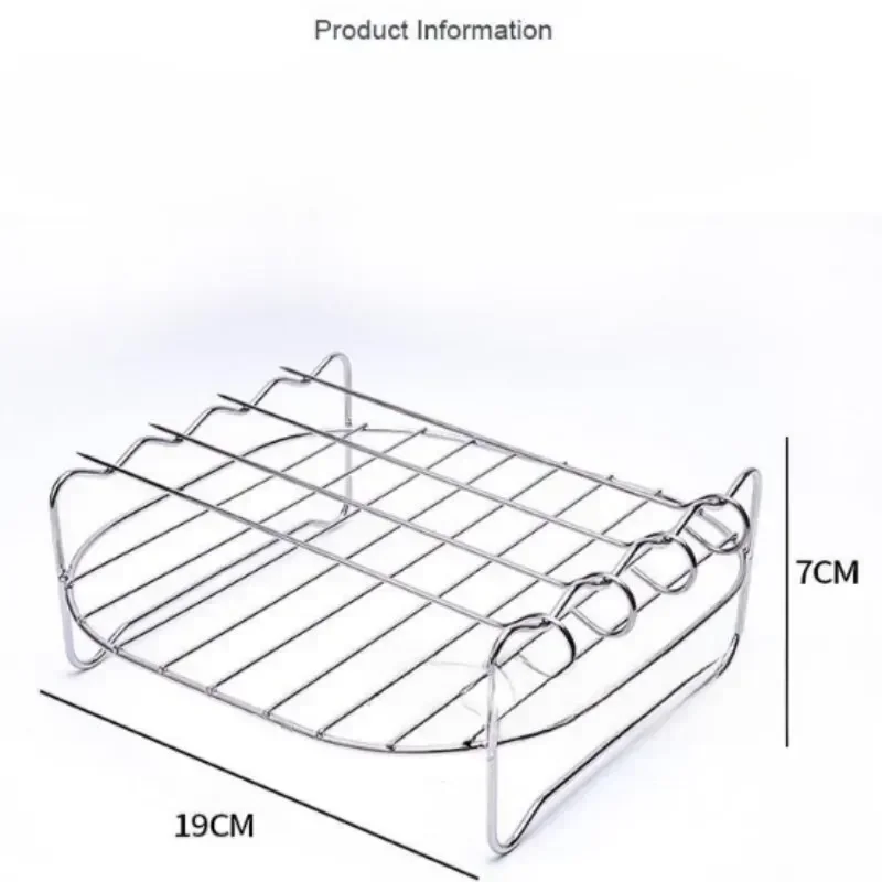 Double Layer Grill Rack 430 Stainless Steel Skewers BBQ Grill Barbecue Net Kitchen Steam Rack Household Air Electric Fryer