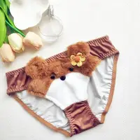L93F Women's Faux Furs Bra Top and Panty Set Bear Underwear Set Soft Plush Lingerie