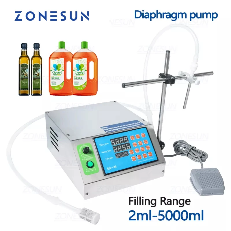 Juice Beverage Oil Perfume Diaphragm Pump Bottle Water Filler Semi-automatic Liquid Vial Filling Machine ZONESUN ZS-YTDP1