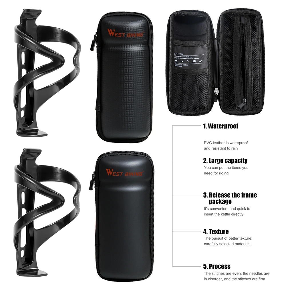 Bike Bag Bottle Cage Holder PVC Waterproof Repair Kit Organizer MTB Bike Glasses Storage Boxes Bicycle Tool Bag