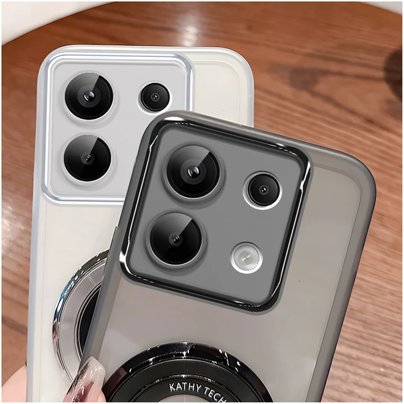 Car Magnetic Holder Case For Redmi Note 13 Pro 4G 9 8 12 Pro 5G 10S 12S 9S 11 Pro 10 5G 12 13 Pro Plus Transparent Cover