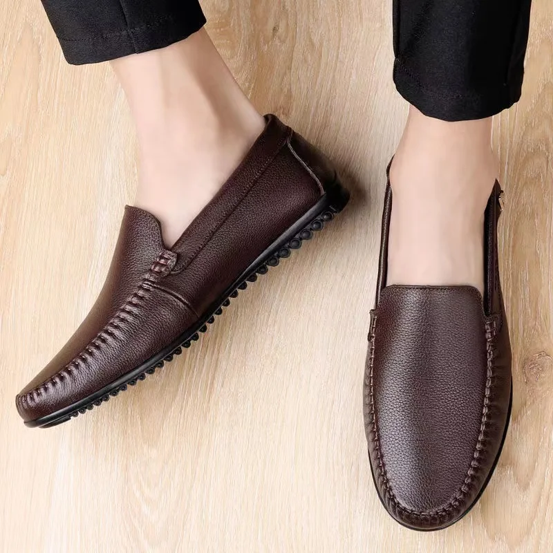 جلد طبيعي أحذية رجالي الأعمال الفاخرة عادية الانزلاق على المتسكعون الرسمي الرجال الأخفاف الأسود الذكور أحذية قيادة أحذية رياضية