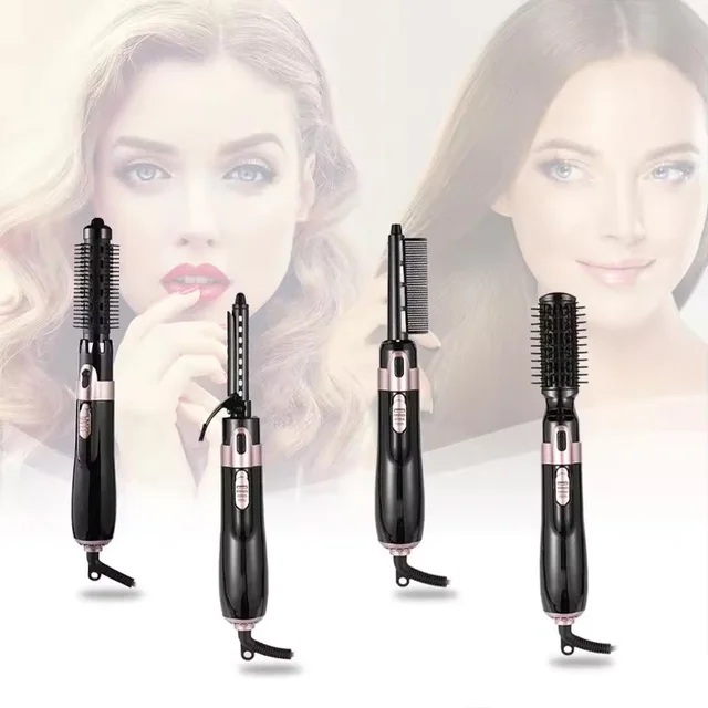 Spazzola per asciugacapelli 4 in 1 Pettine elettrico ad aria calda Multifunzione Bigodino per capelli Piastra per capelli Bigodino Asciugacapelli agli ioni negativi 2
