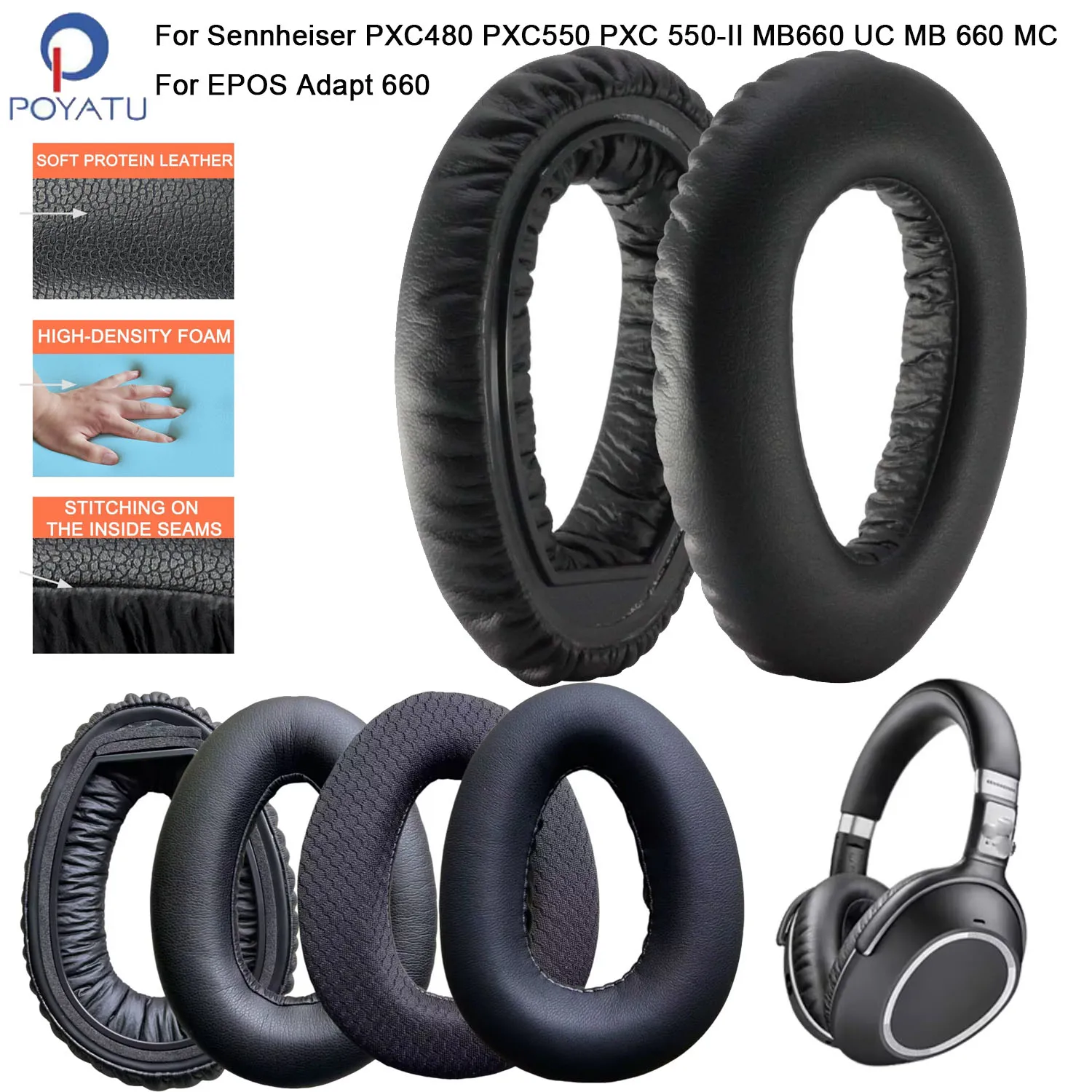 Earpads For Sennheiser PXC480 PXC550 PXC 550-II MB660 UC MB 660 MC Headphone Replacement Ear Pads Cushion for EPOS Adapt 660