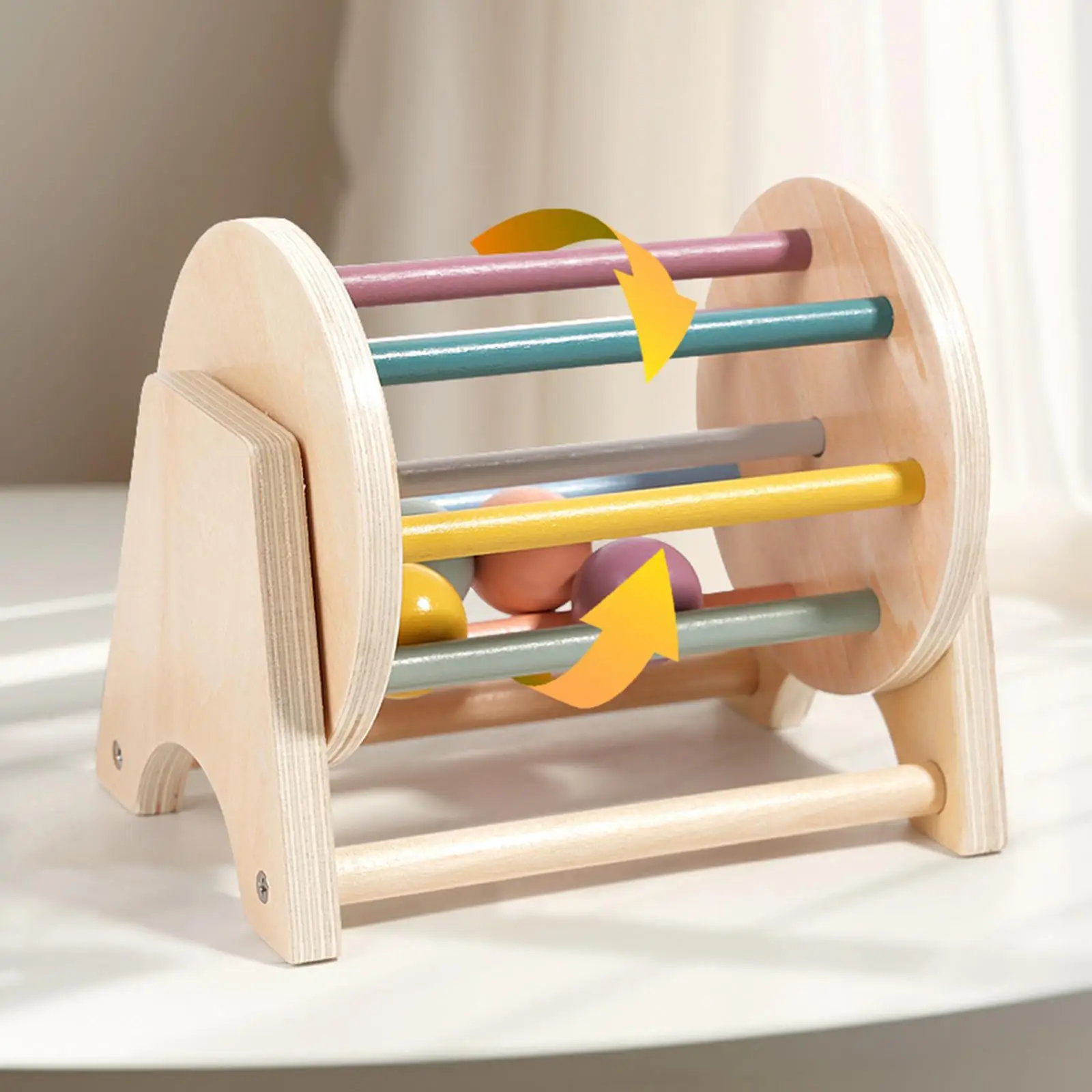 

Rolling Drum Toy Movement Wooden Toy Sensory Development Toy Montessori Rolling Drum for Kids Ages 6-12 Month Boys Girls Baby