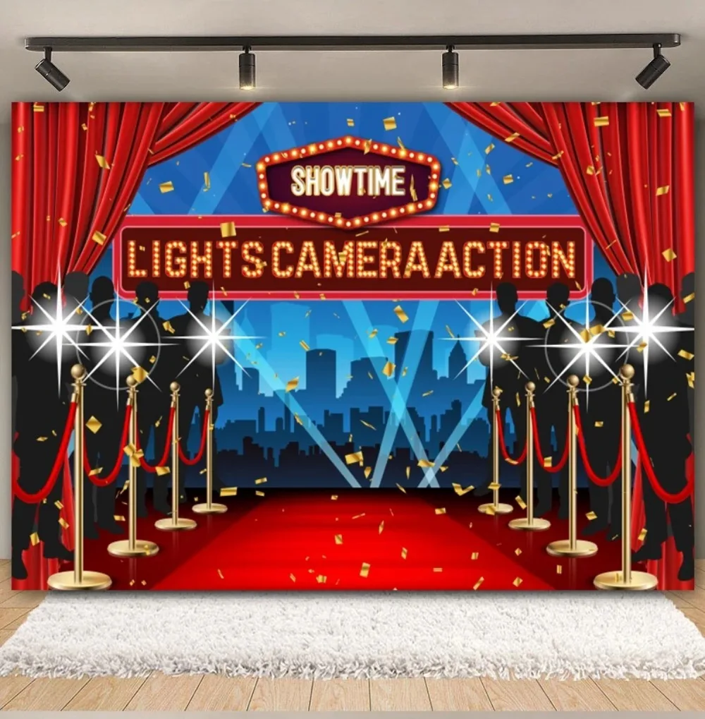Cinema Movie Night Backdrop Hollywood Red Carpet Film Event Star Casino  Poker Adult Birthday Party Banner Photography Background - AliExpress, image size:1000x1019