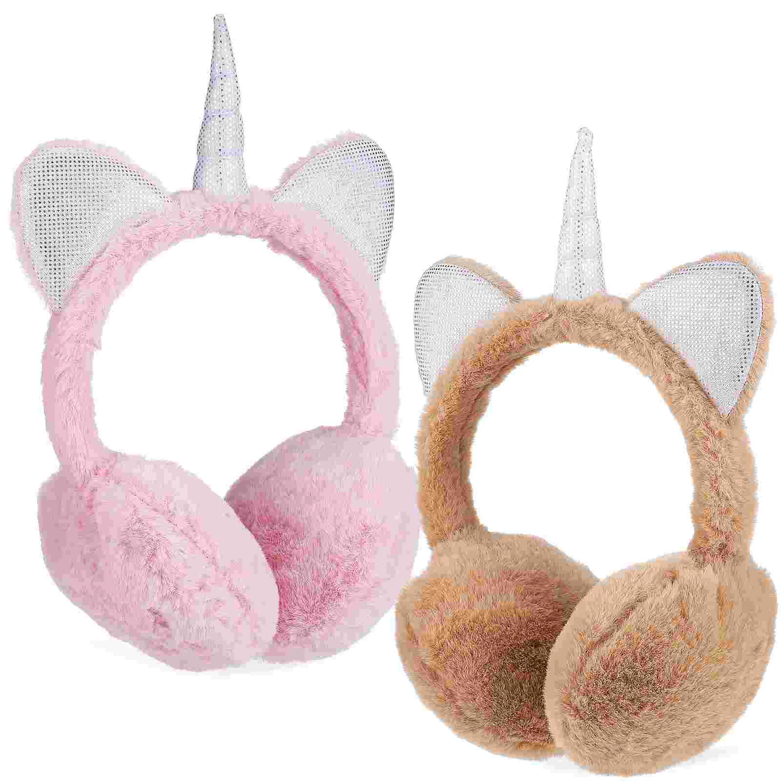

2pcs Ear Muffs Unicorn Earmuffs Winter Ear Muffs Furry Ear Muffs For Women Girls