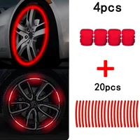 Car Wheel Reflective Stickers Luminous Valve Caps Fluorescent Motorcycle Bicycle Wheel Styling Tyre Hub Universal Accessories 2