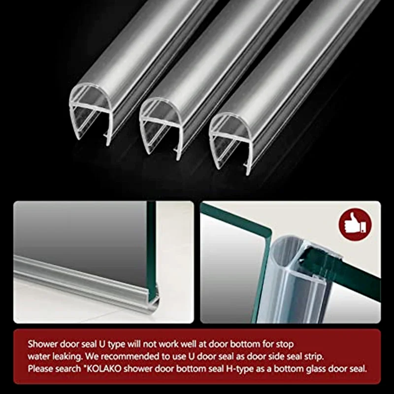 Glue-free Bath shower screen door seal strip 2X50cm 6/8/10/12mm gap sealer PVC Waterproof Sealing Weatherstrip Bathroom Hardware door seal strip sealing strip tape window seal strip sealing tape rubber seal strip rubber door weatherstripping shower door seal silicone seal strip door weatherstripping rubber shower seal sealing strip shower water barrier waterproof tape