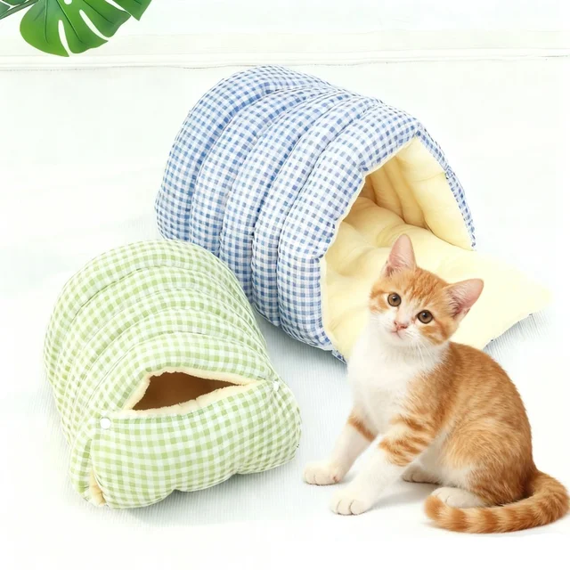 Cat Dog House Indoor Winter Thickened Foldabl Cat Sleeping Bag Cozy Soft Warm Semienclosed Small Pet Bed Snuggle Sack