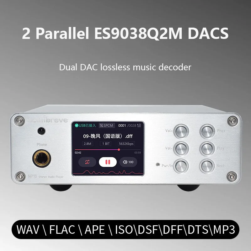 Audio Decoder 2pcs ES9038Q2M DAC QCC3084 Bluetooth 5.4 HIFI Audio Player PCM 384KHz DSD256 Lossless Decoding AMANERO USB