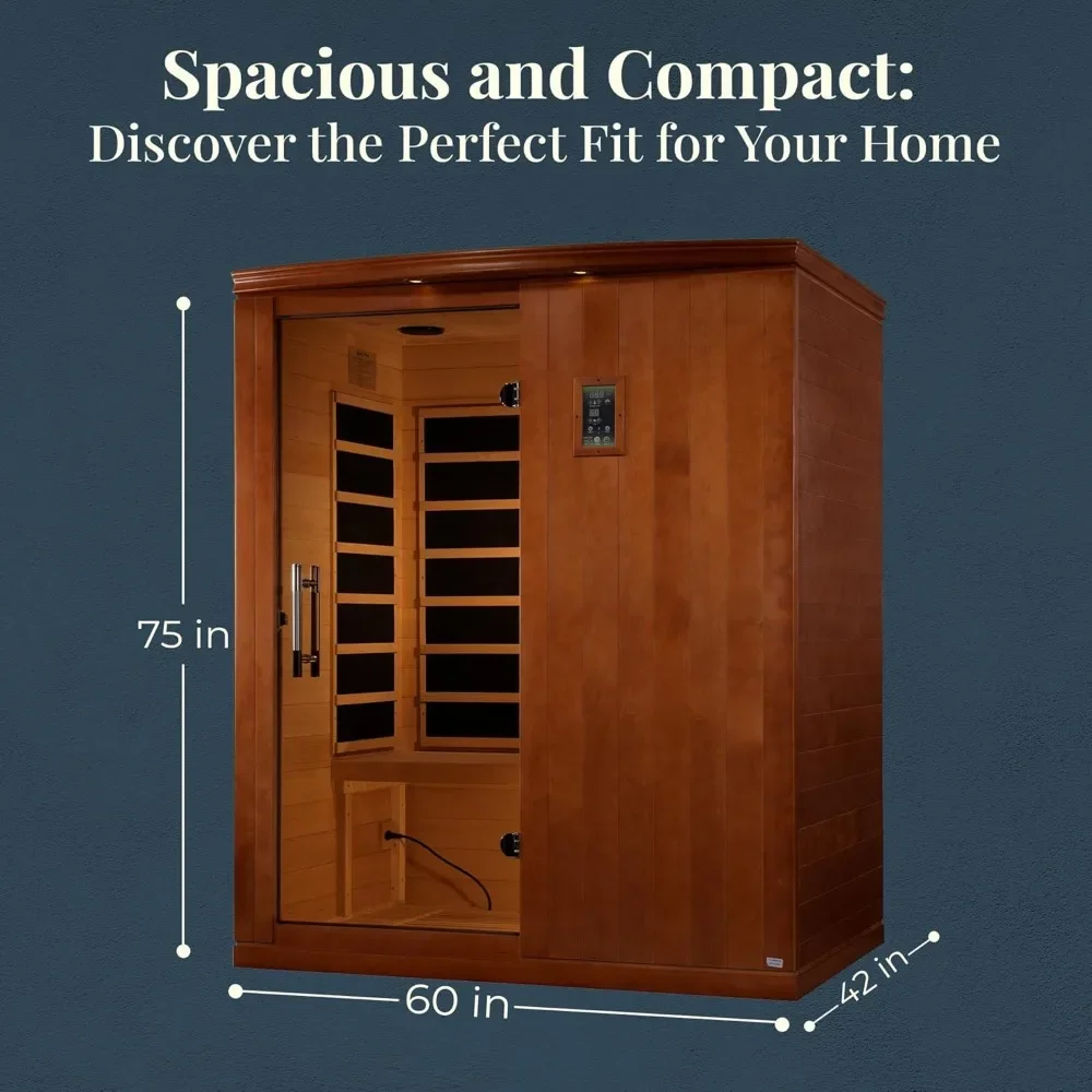 Saunas, 3 Person Capacity Ultra Low EMF Infrared Therapy Home Sauna Box with Bluetooth, Roof Vent, and LED Control Panel 5