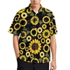 3D Printed Sunflower Plant Blouses Purple Flower Graphic Beach Shirts For Men Clothes Vacation Y2k Short Sleeve Boy Button Tops 2